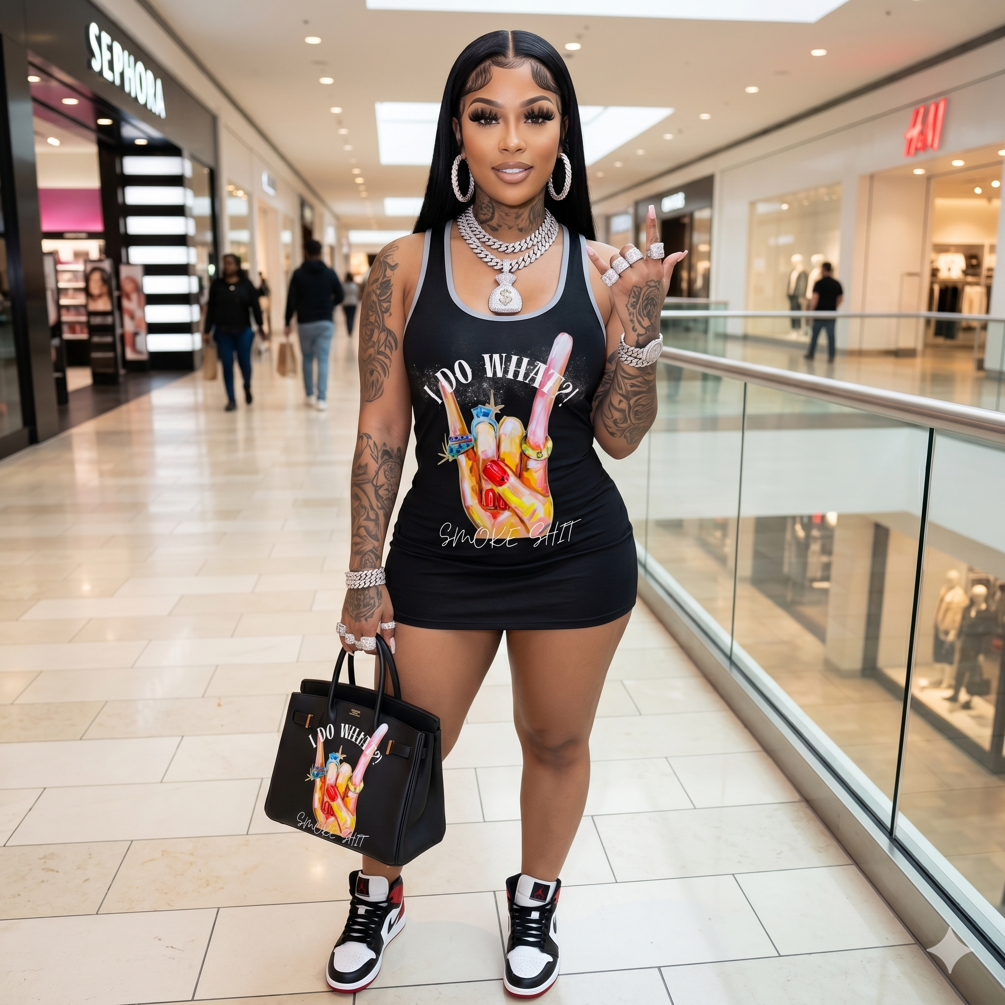 BLACK SMOKE SHIT Racerback Dress